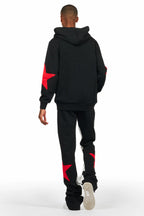 States Black/Red Baggy Stacked Hoodie Track Set