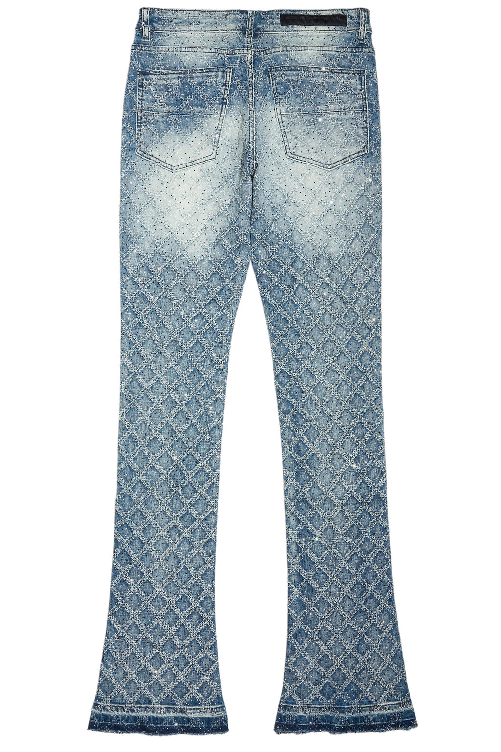 Glit Dark Blue Rhinestone Stacked Flare Jean