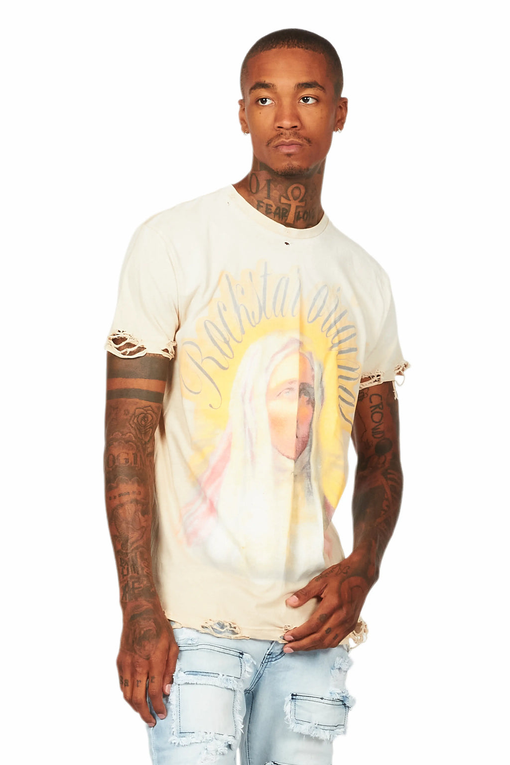 Cary Beige Graphic Oversized T-Shirt