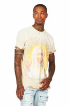 Cary Beige Graphic Oversized T-Shirt