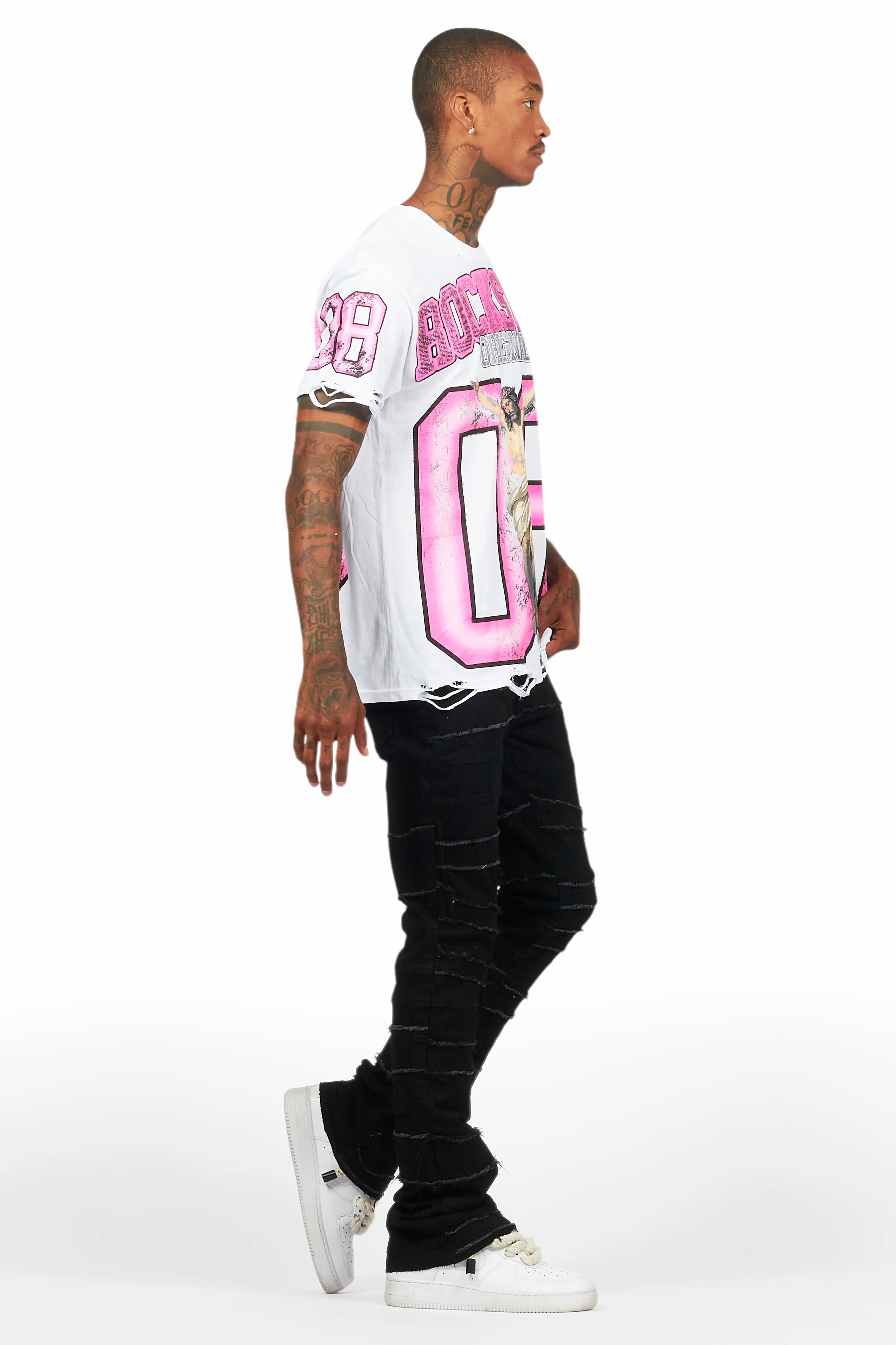 Franko Jet Black Stacked Flare Jean