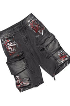 Boys Saxon Black/Red T-Shirt/Denim Cargo Jort Set