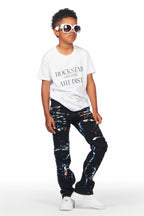 Boys Travis White T-Shirt/Stacked Flare Jean Set