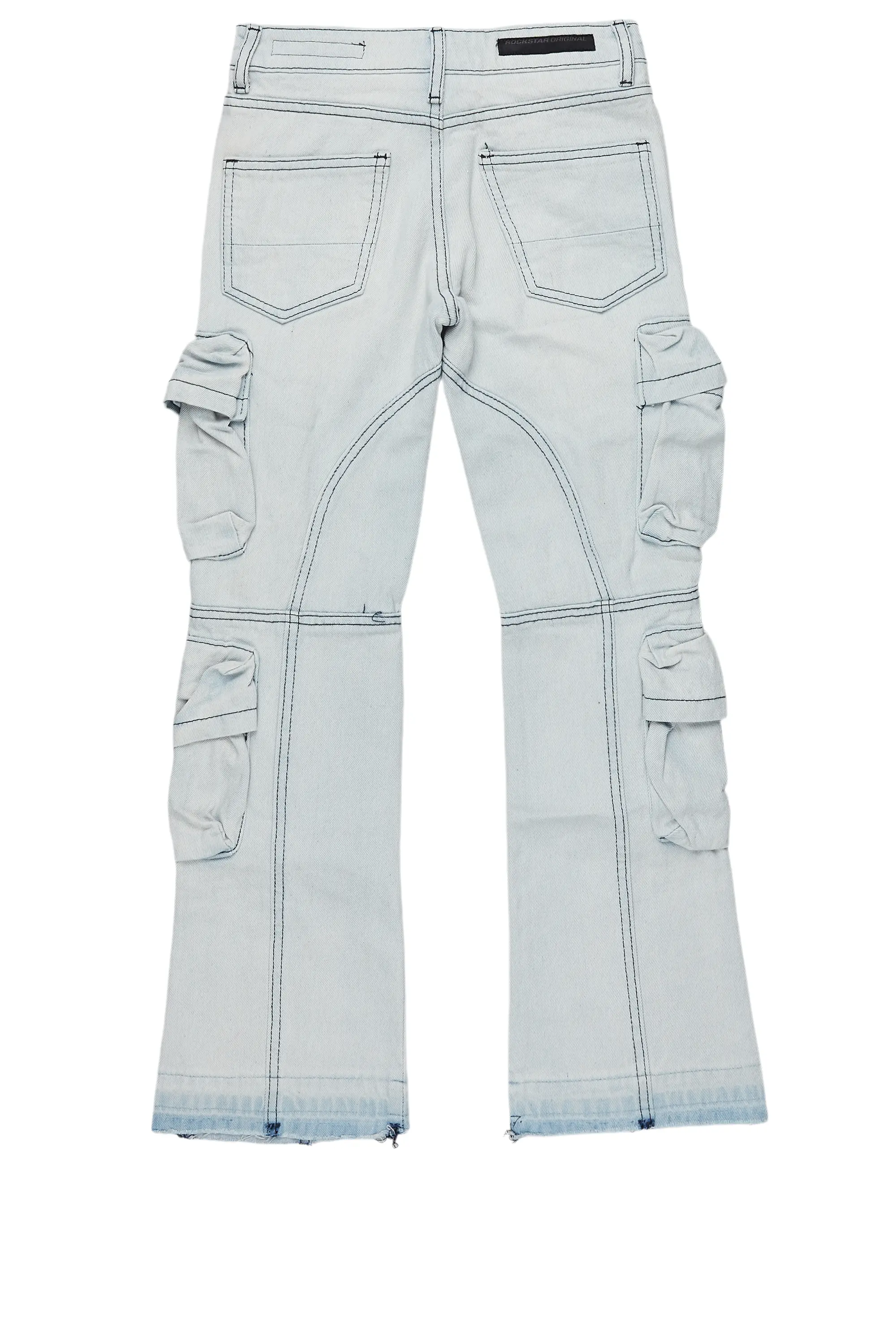 Girls Grazia Blue Stacked Flare Cargo Jean