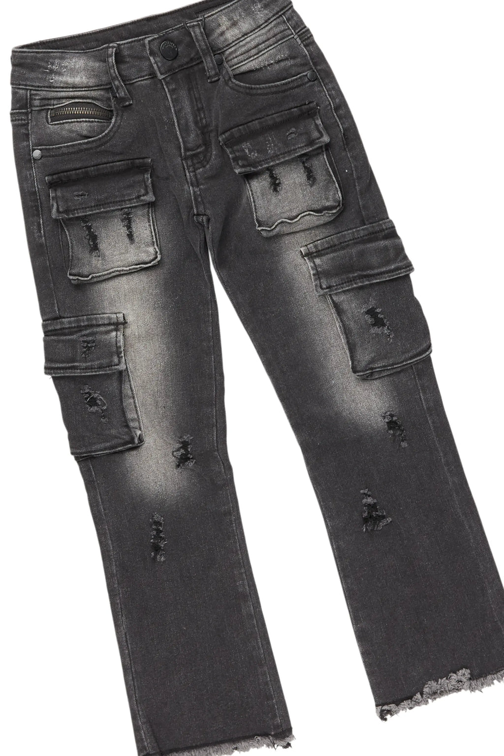 Girls Lachlane Grey/Dark Grey Hoodie/Stacked Flare Jean Set