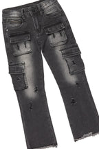 Girls Lachlane Grey/Dark Grey Hoodie/Stacked Flare Jean Set