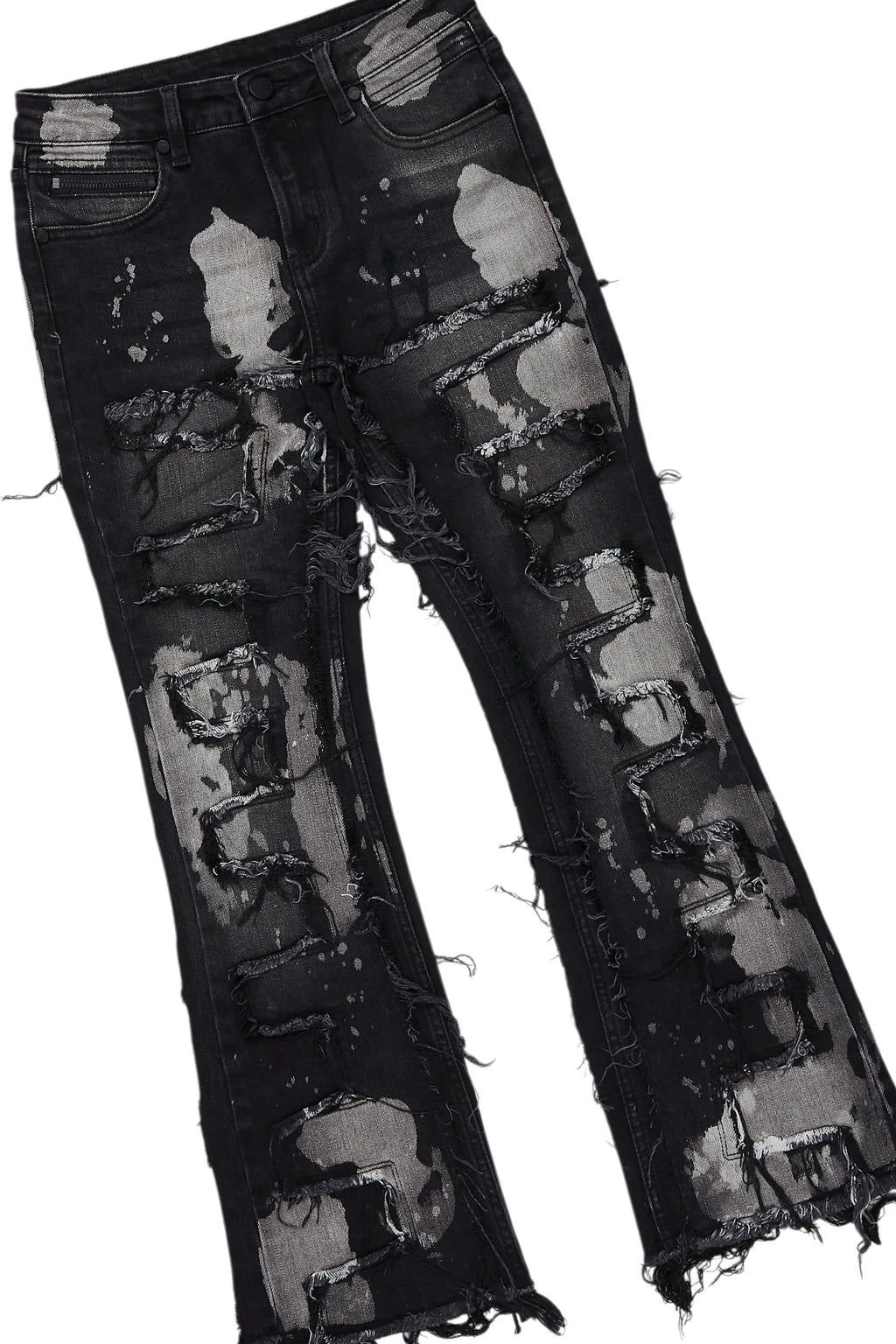 Boys Prudie Black Hoodie/Stacked Flare Jean Set