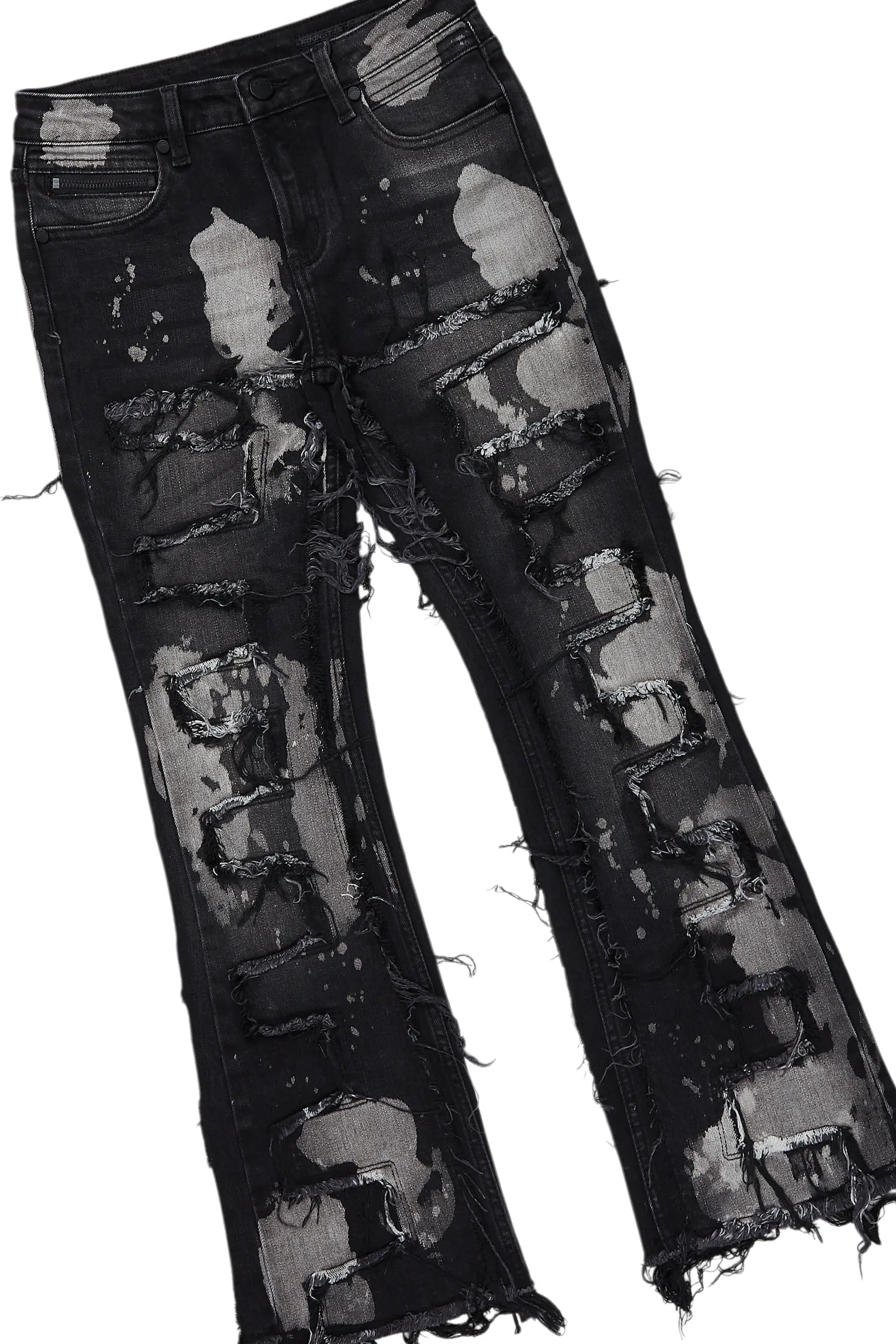 Boys Prudie Black Hoodie/Stacked Flare Jean Set