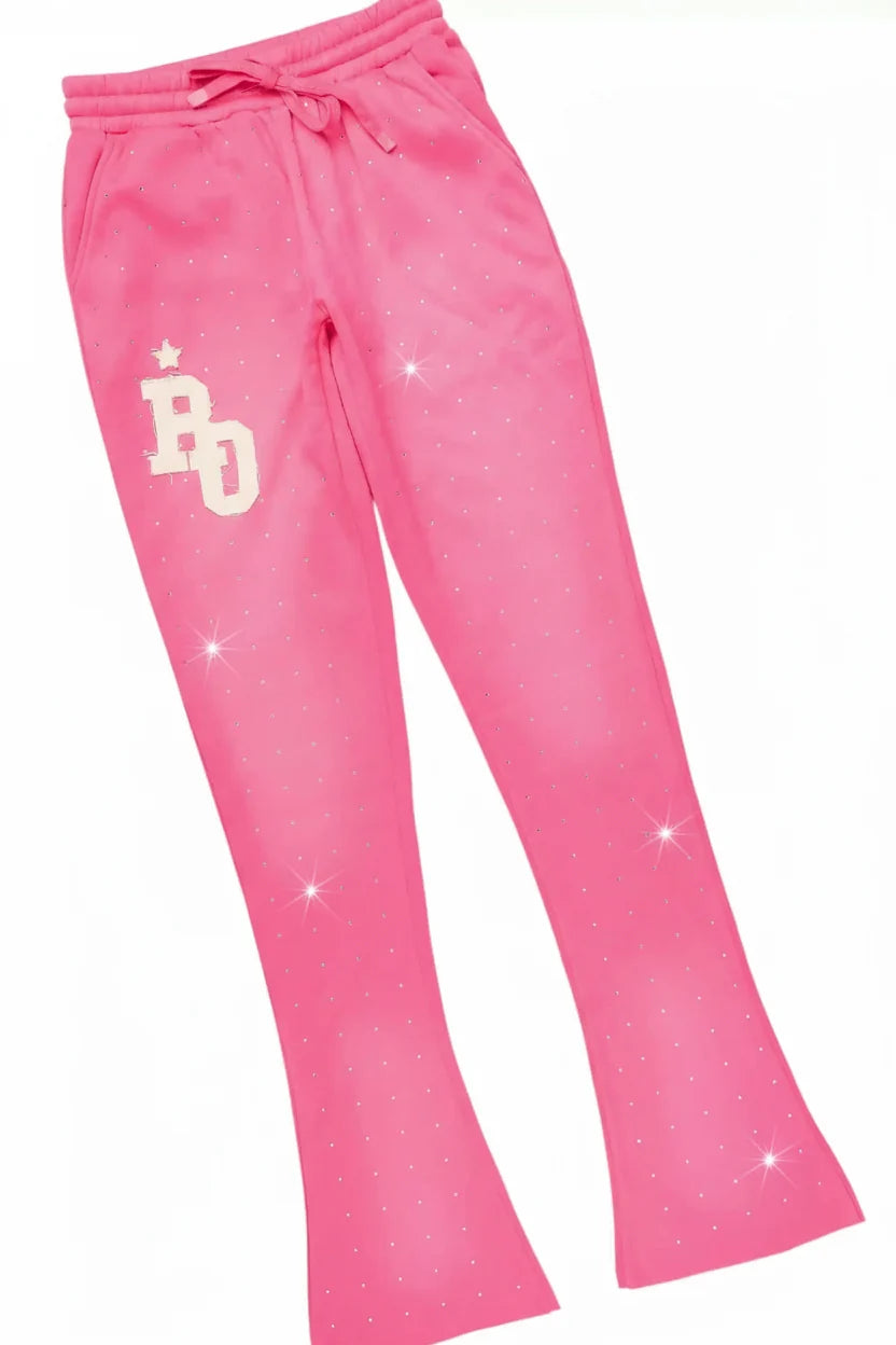 Tyona Pink Rhinestone Stacked Flare Track Set