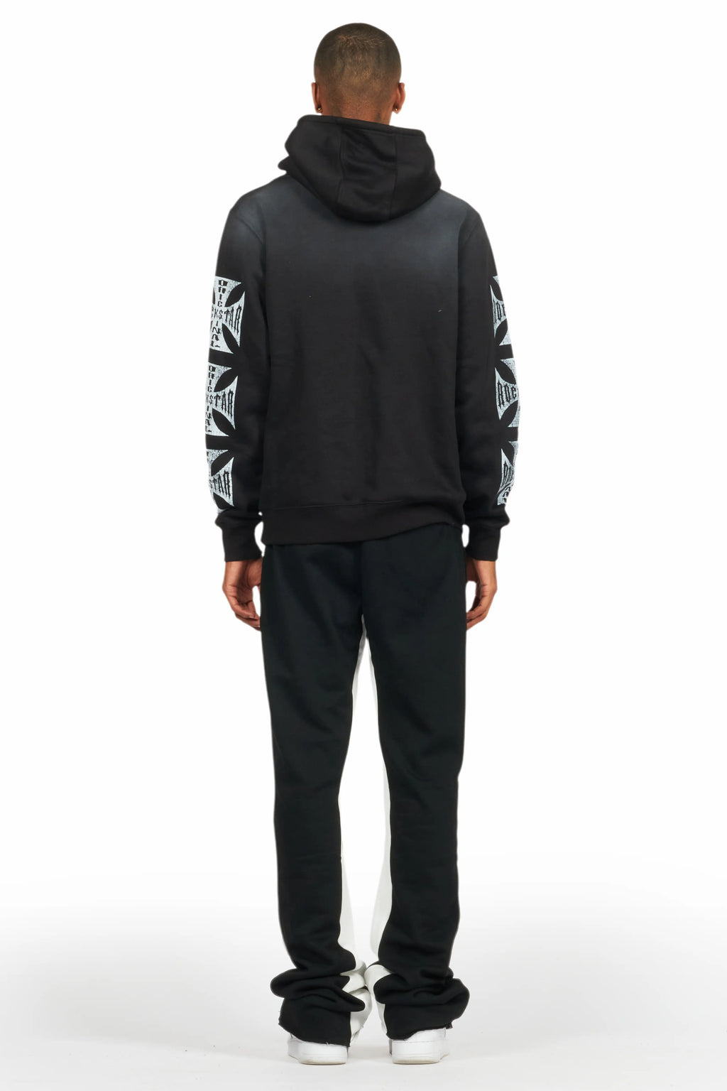 Uko Jet Black Stacked Baggy Track Pant