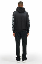Uko Jet Black Stacked Baggy Track Pant