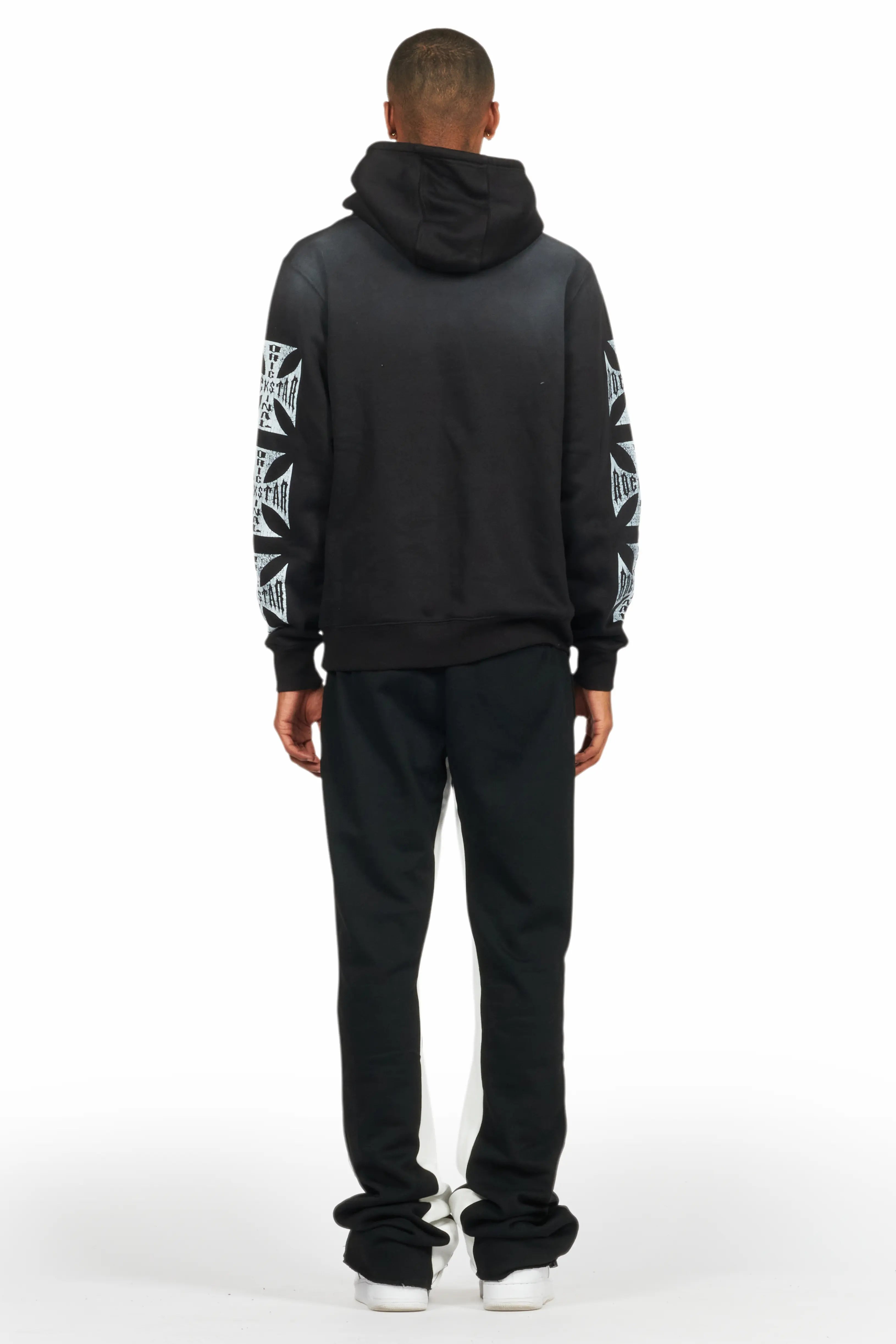 Uko Jet Black Stacked Baggy Track Pant