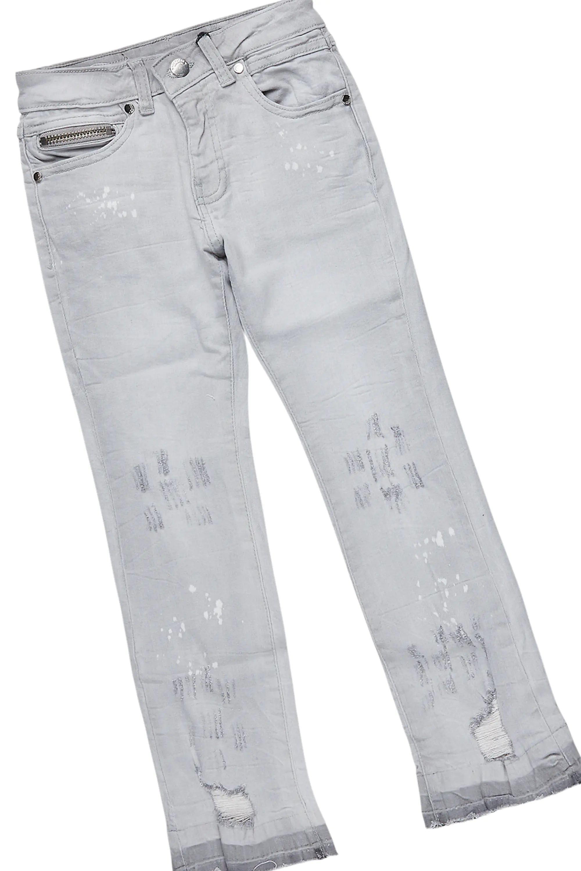 Girls Black Ezra T-Shirt/Stacked Flare Jean Set