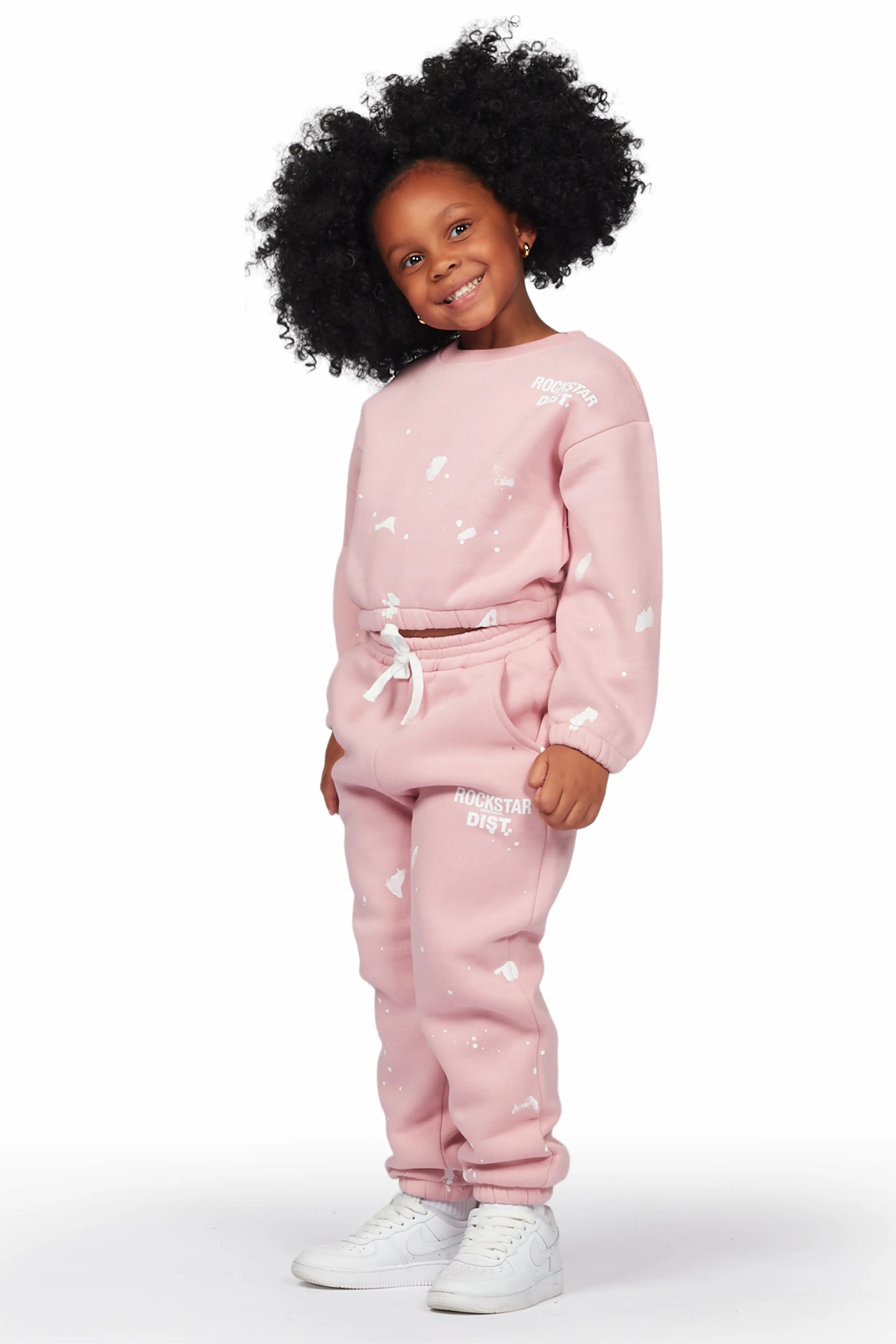 Girls Hadley Blush Crop Top Pant Set