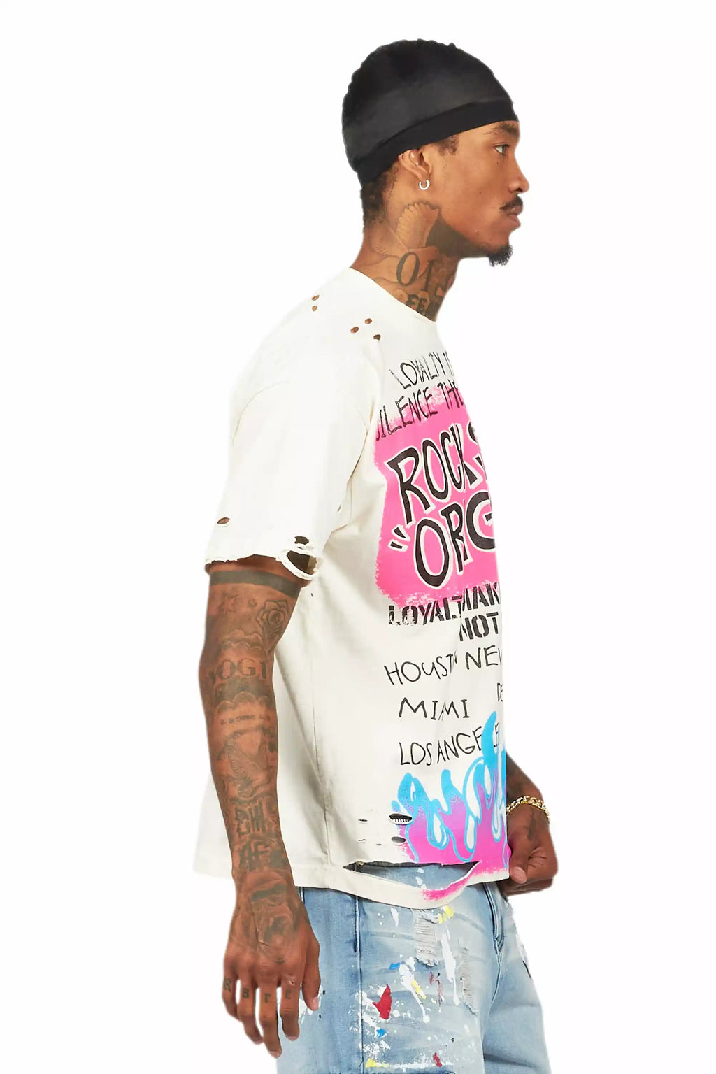 Beno Beige Oversized Graphic T-Shirt