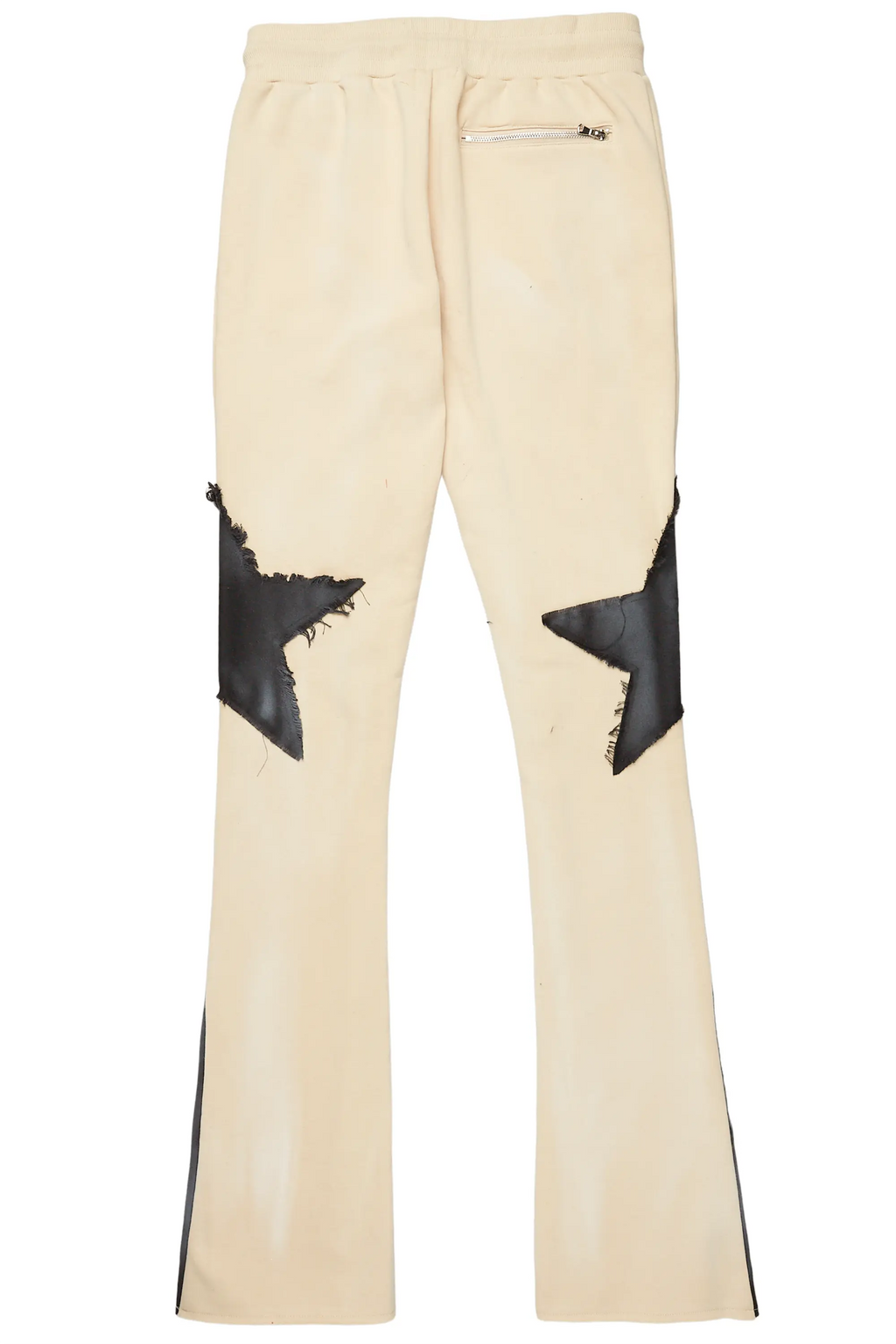 Capron Beige Patchwork Stacked Flare Pants