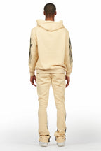 Kastell Beige Hoodie/Stack Flare Track Pant Set