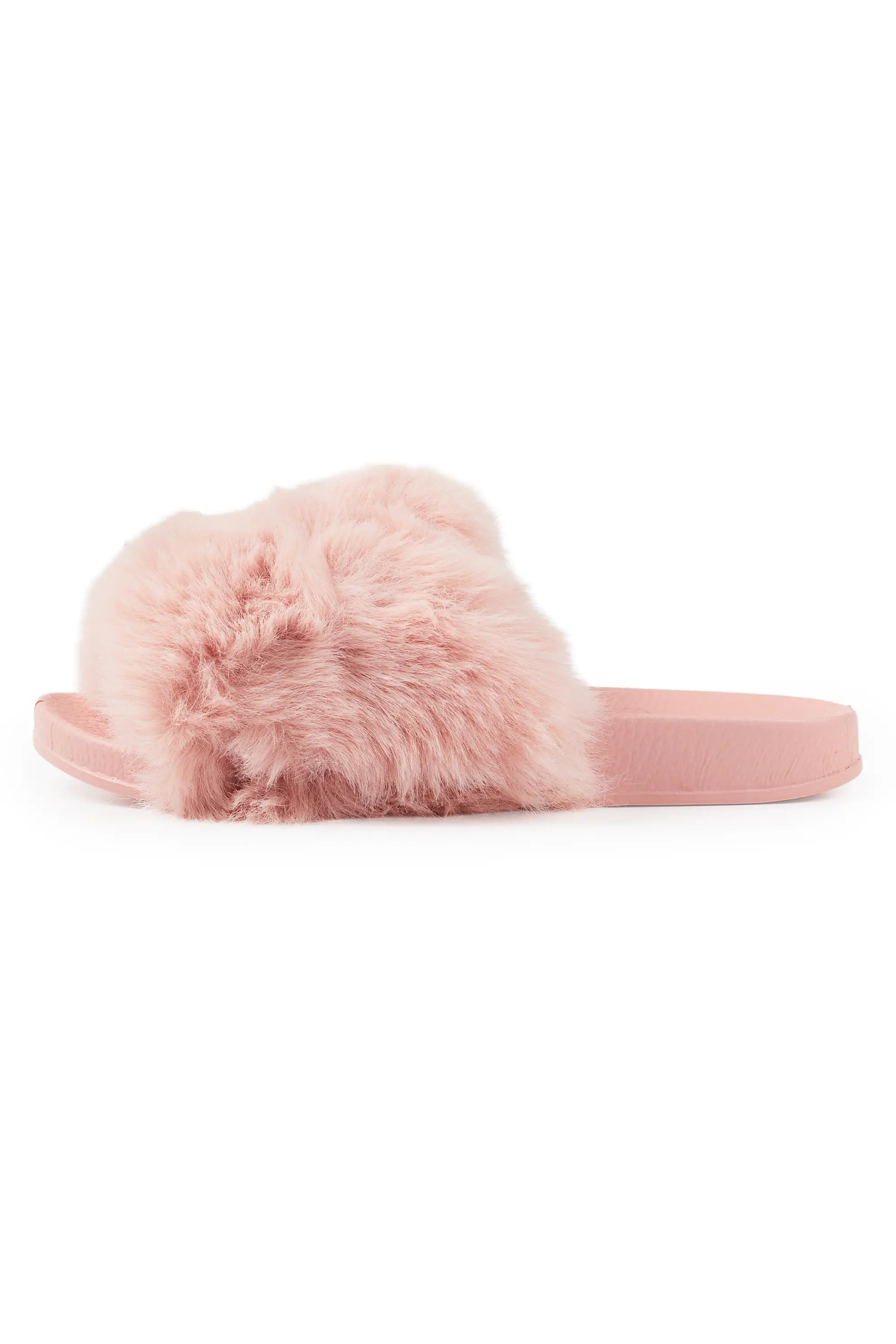 Tatyana Pink Fur Slides