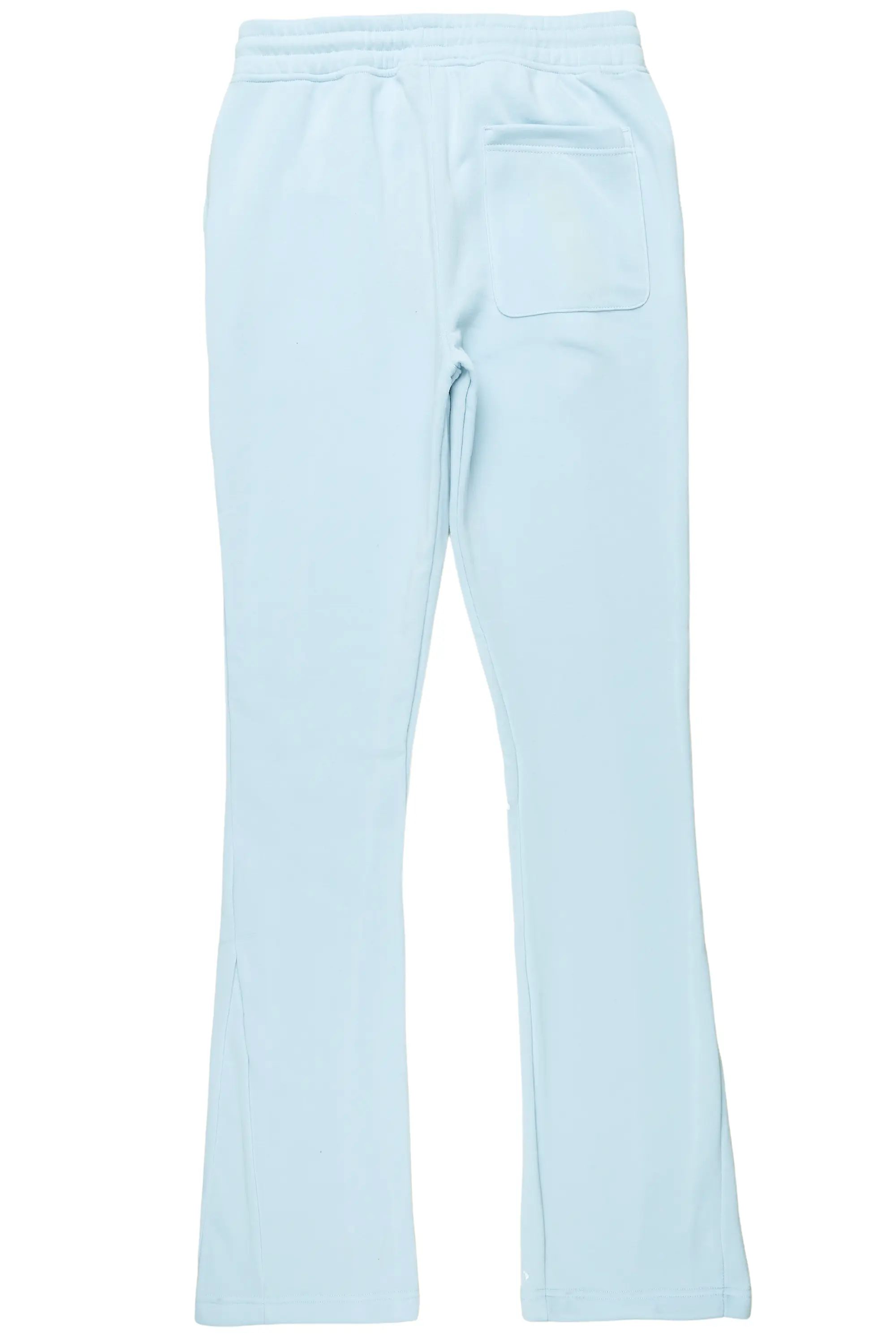 Angelo Sky Blue Patchwork Stacked Flare Pants