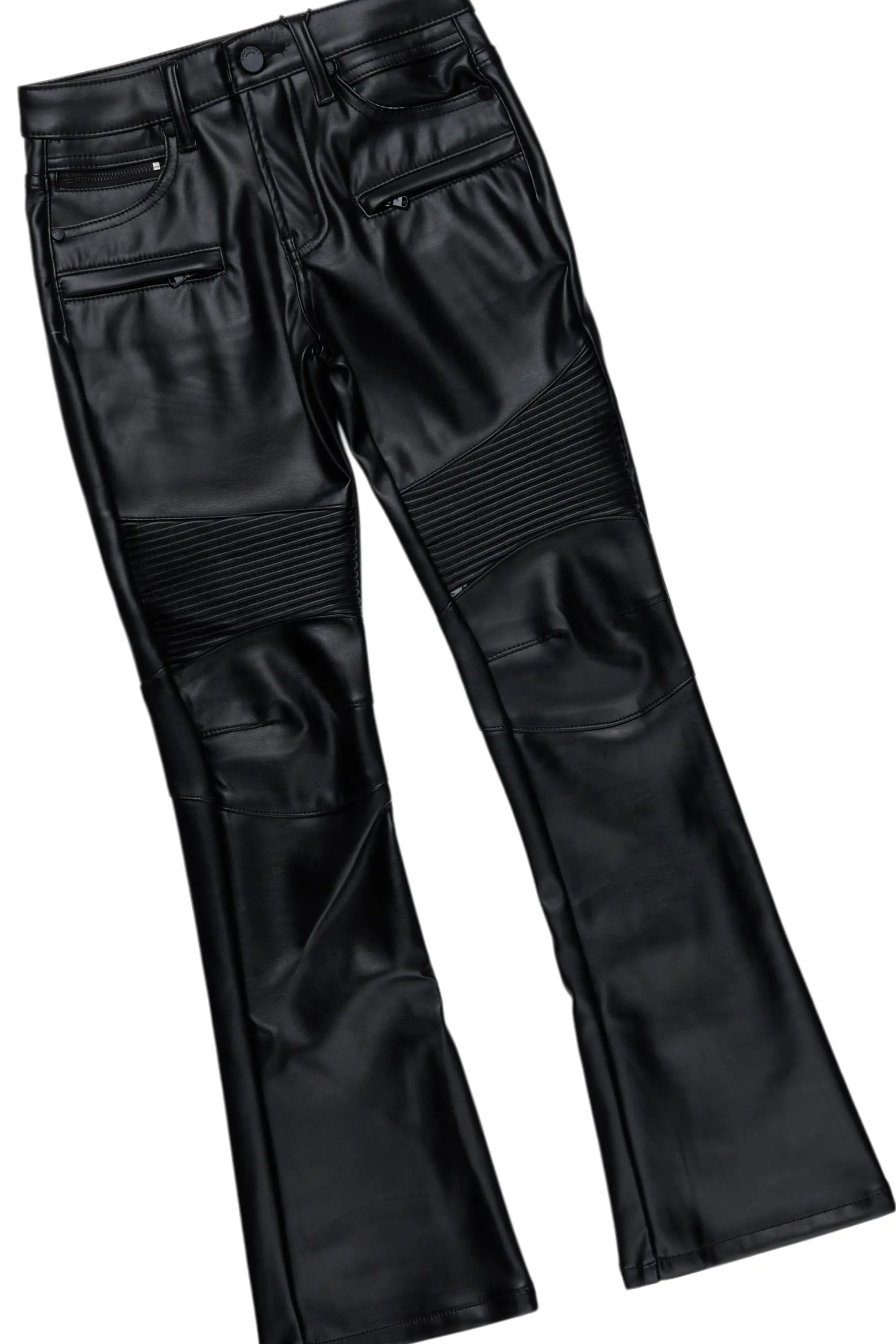 Boys Caston Vintage Beige Hoodie/Stacked PU Jean Set