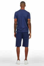 Raffer Navy T-Shirt/Raw Edge Short Set