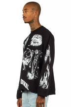 Malikye Black/White Oversized Long Sleeve Graphic T-Shirt