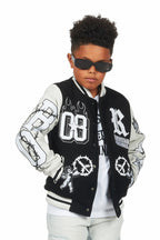 Boys Rune Black Varsity Jacket