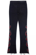 Sword Jet Black Rhinestone Stacked Flare Jean