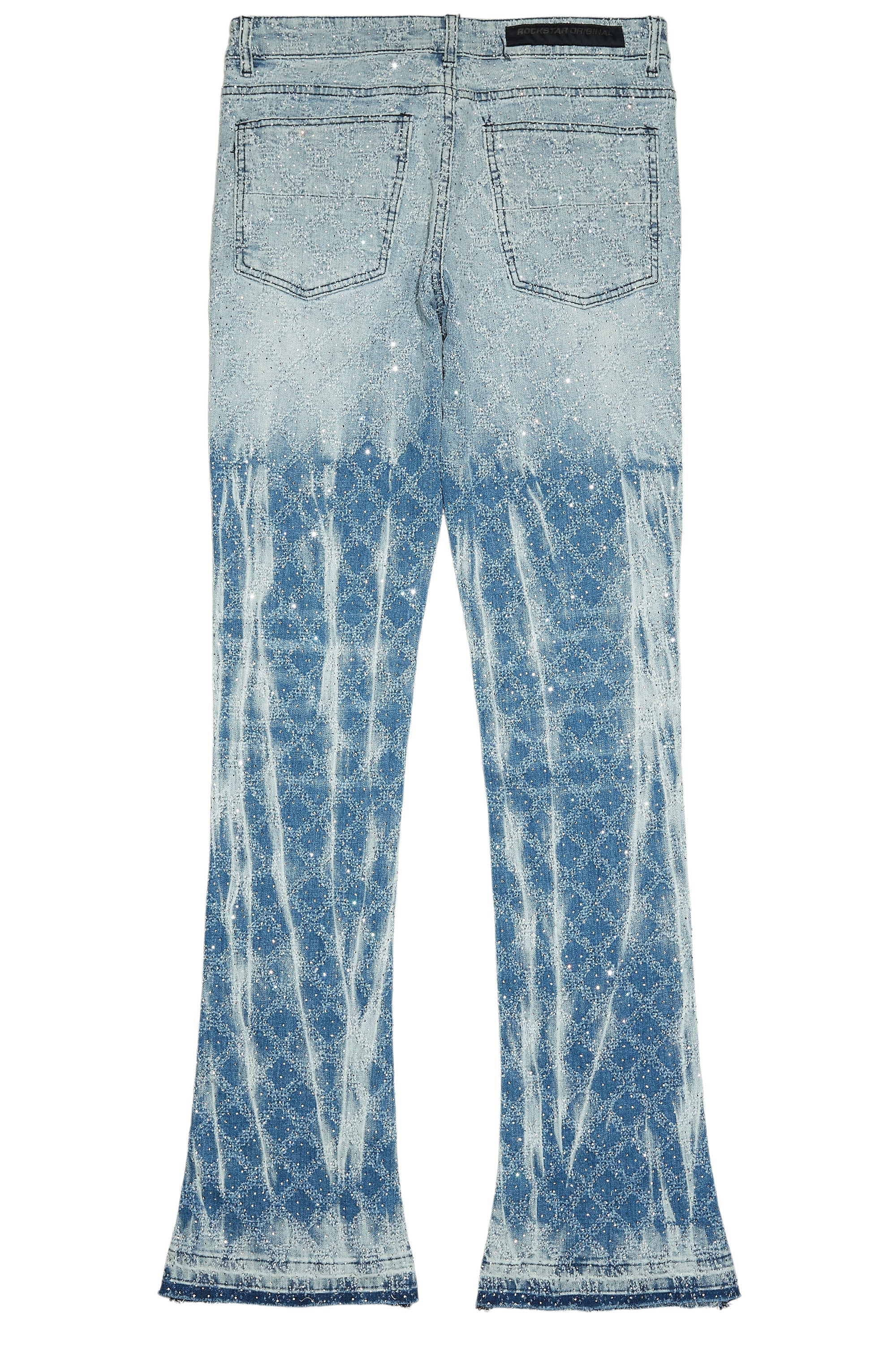Glit Blue Rhinestone Stacked Flare Jean