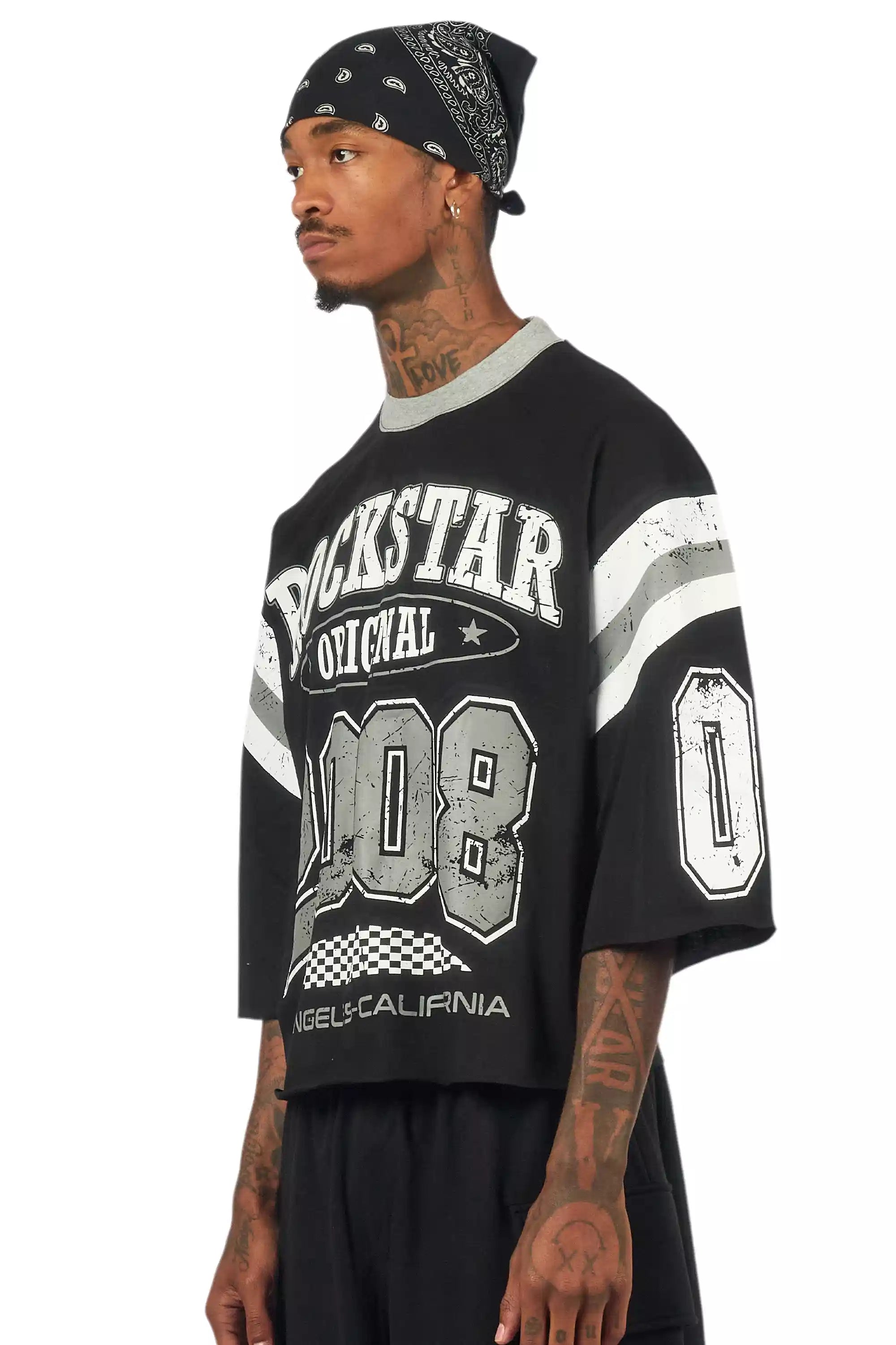 Jaren Black Boxy Crop T-Shirt