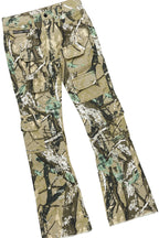 Boys Members White/Tree Camo T-Shirt/Stacked Flare Jean Set