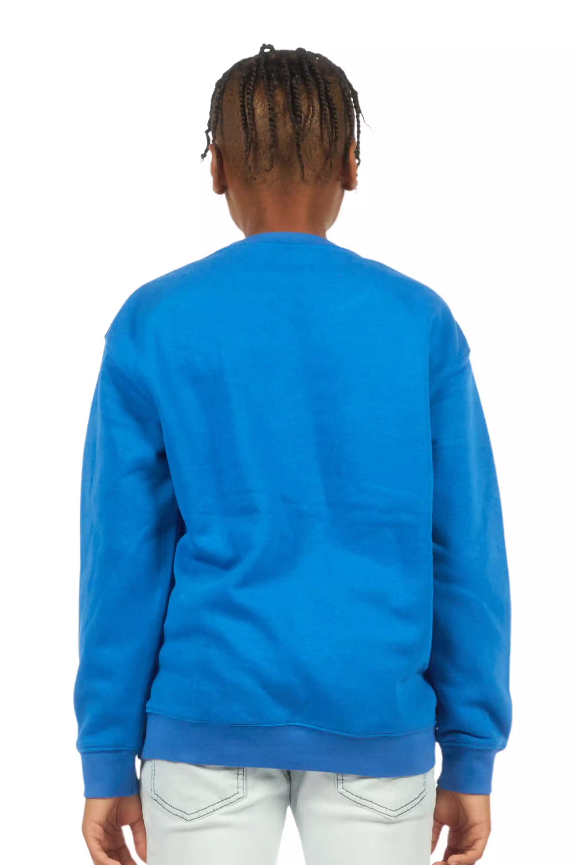 Boys Beno Royal Blue/Green Graphic Crewneck