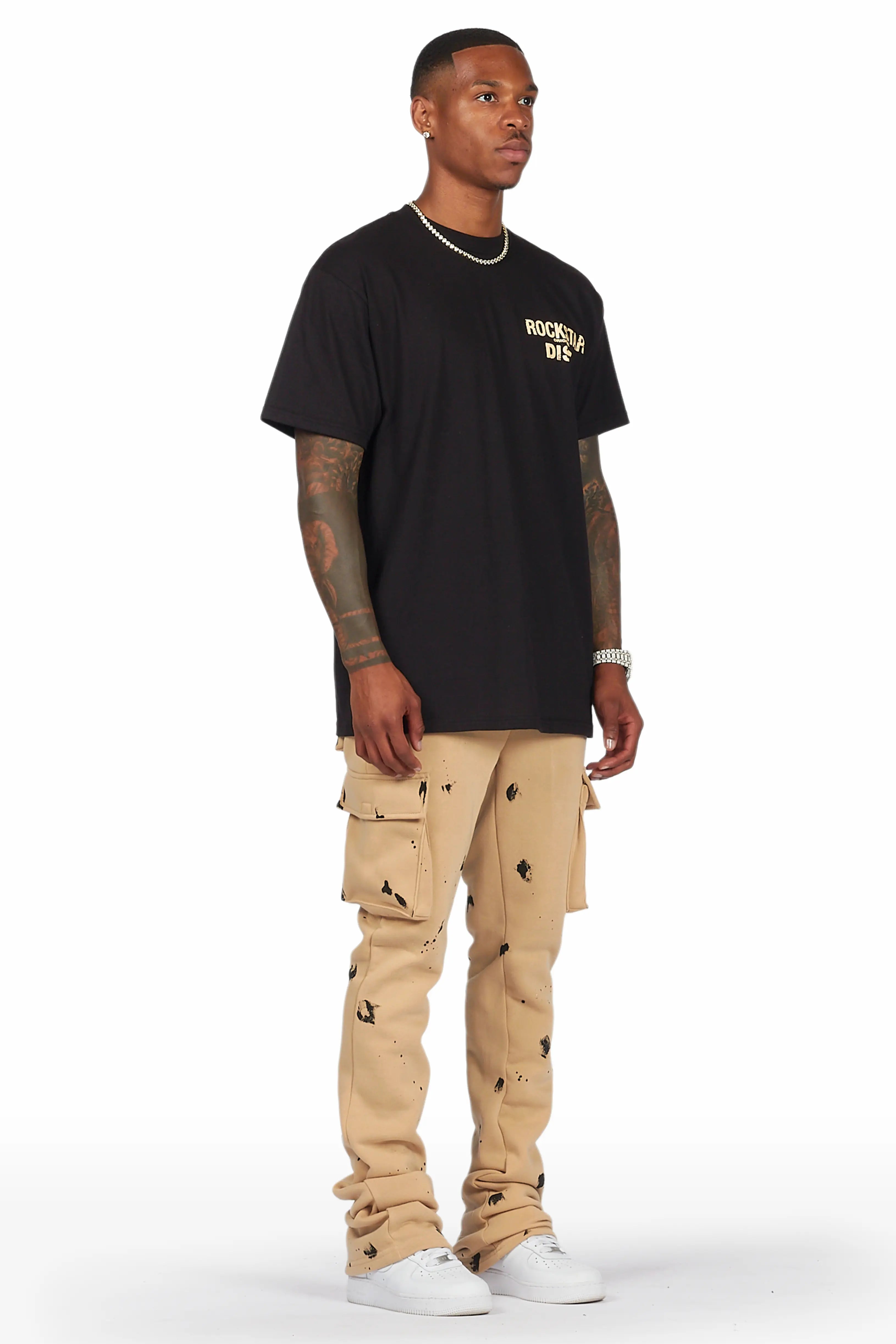 Radko Khaki Stacked Flare Cargo Pants