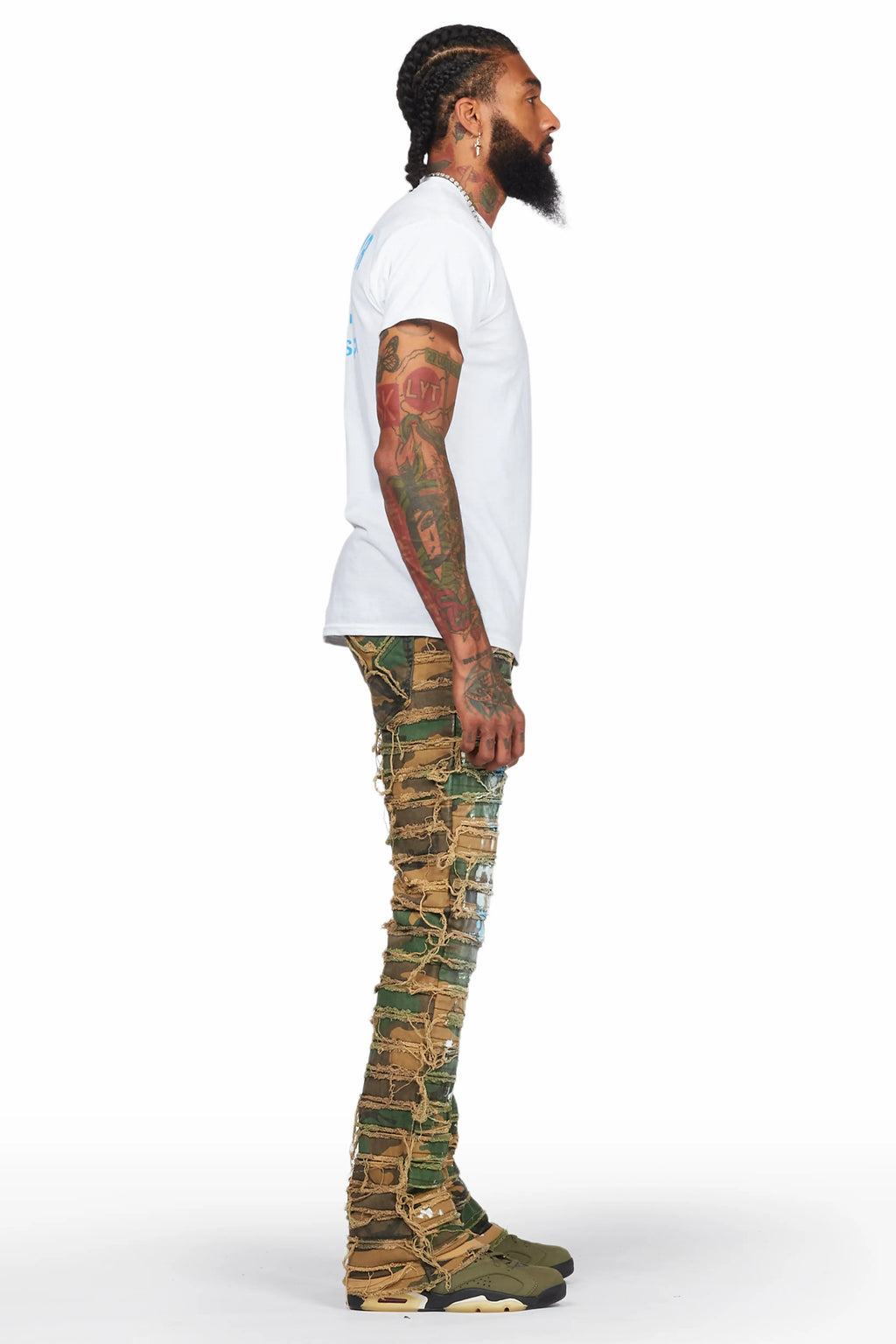Raith Faded Camo Painter Stacked Flare Jean