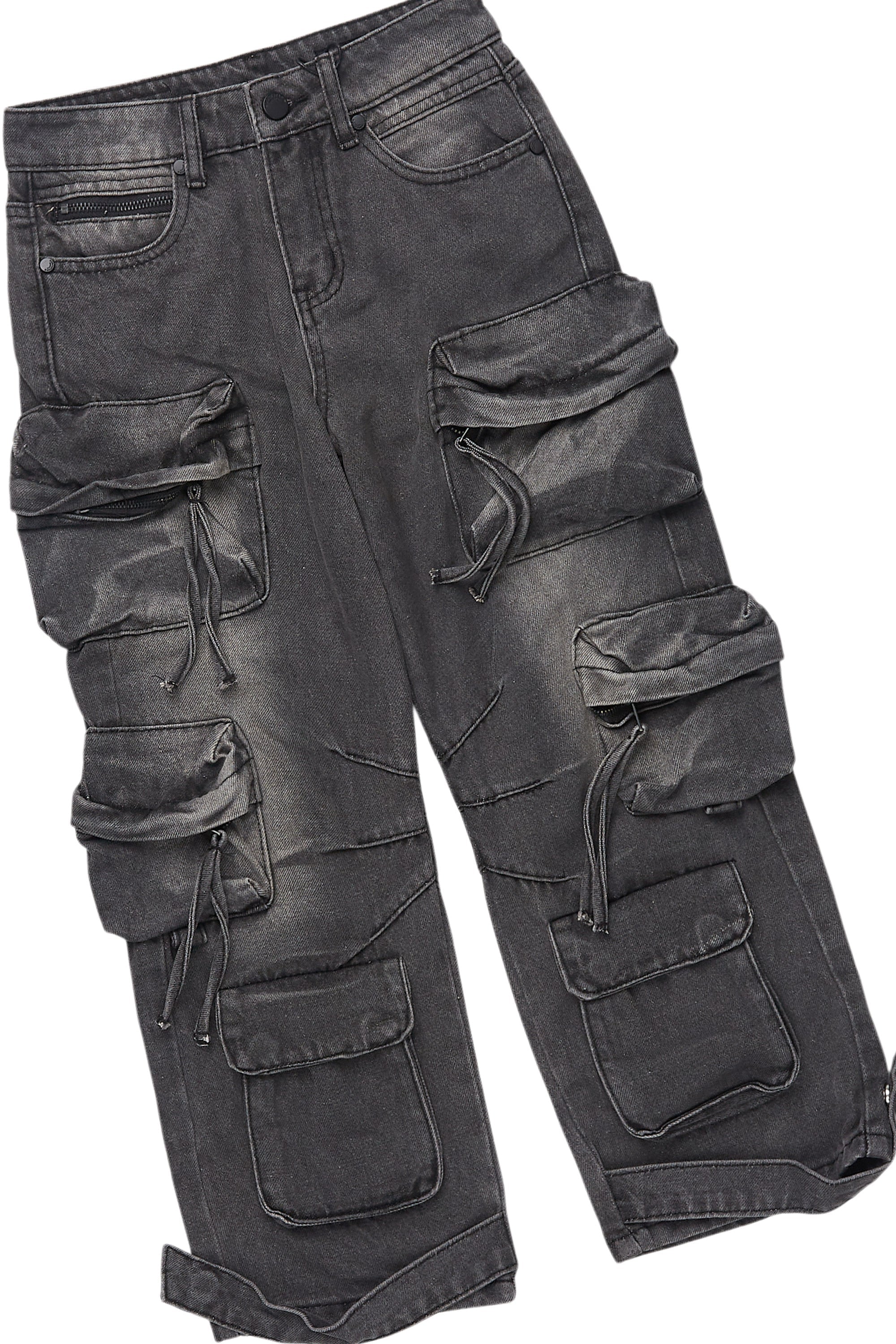 Boys Kip Vintage Black/Fuchsia T-Shirt/Stacked Flare Jean Set