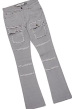 All Seeing Eyes Grey Long Sleeve T-Shirt/Stacked Flare Cargo Jean Bundle