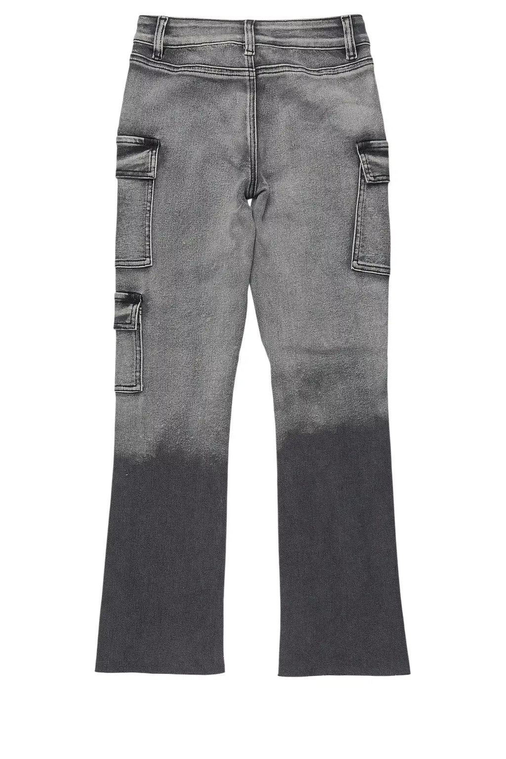 Girls Vixen Grey Wash Distressed Stacked Jean