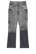 Girls Vixen Grey Wash Distressed Stacked Jean