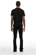 Lake Black/White T-Shirt/Dag Stacked Flare Jean Set