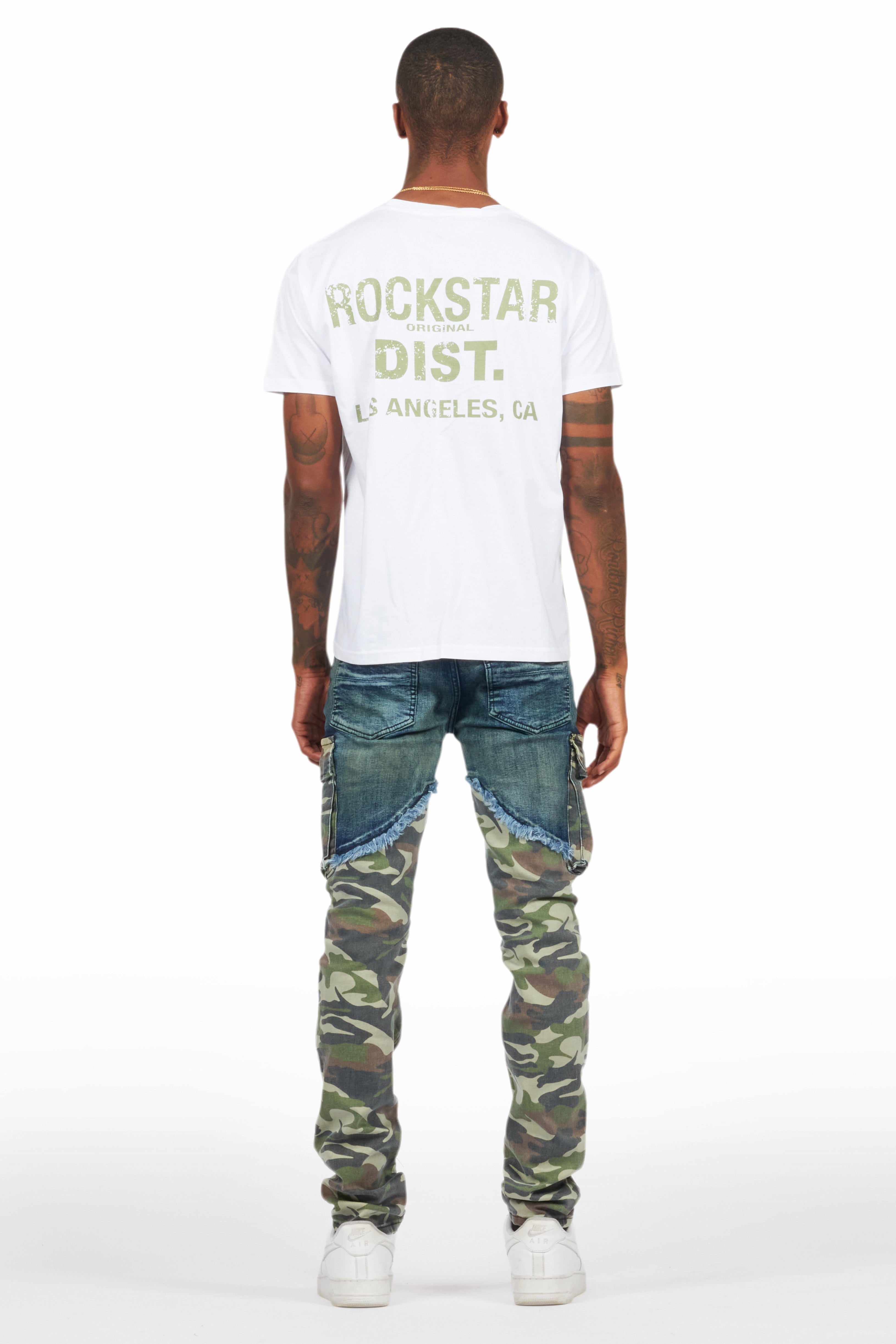 Lake White/Green T-Shirt & Denka Dark Blue Slim Jean Bundle