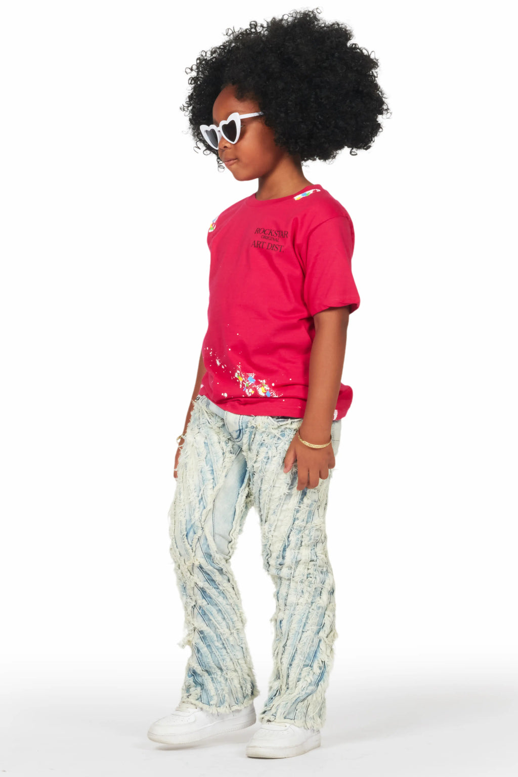 Girls Figgy Light Blue Stacked Flare Jean