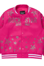 Girls Shanda Pink Crop Varsity Jacket