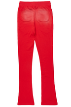 Damani Red Patchwork Stacked Flare Pants