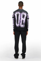 Fields Black/Purple Double Layer T-Shirt/Stacked Baggy Track Pant Set
