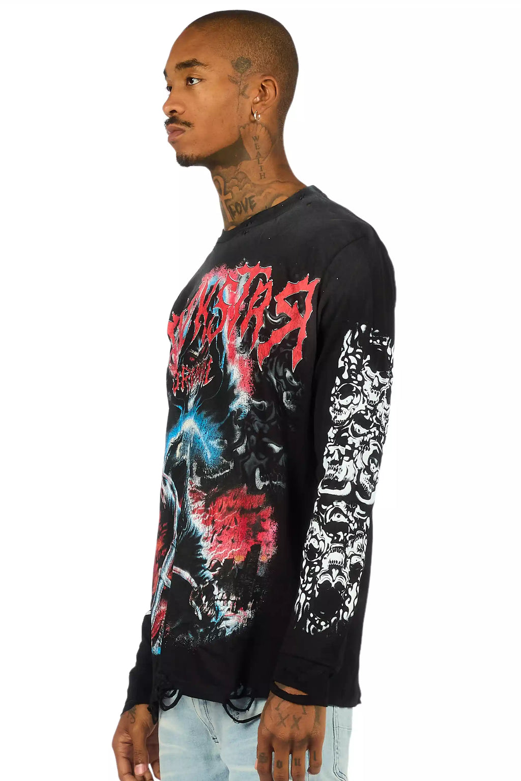 Dravon Black Long Sleeve Graphic T-Shirt