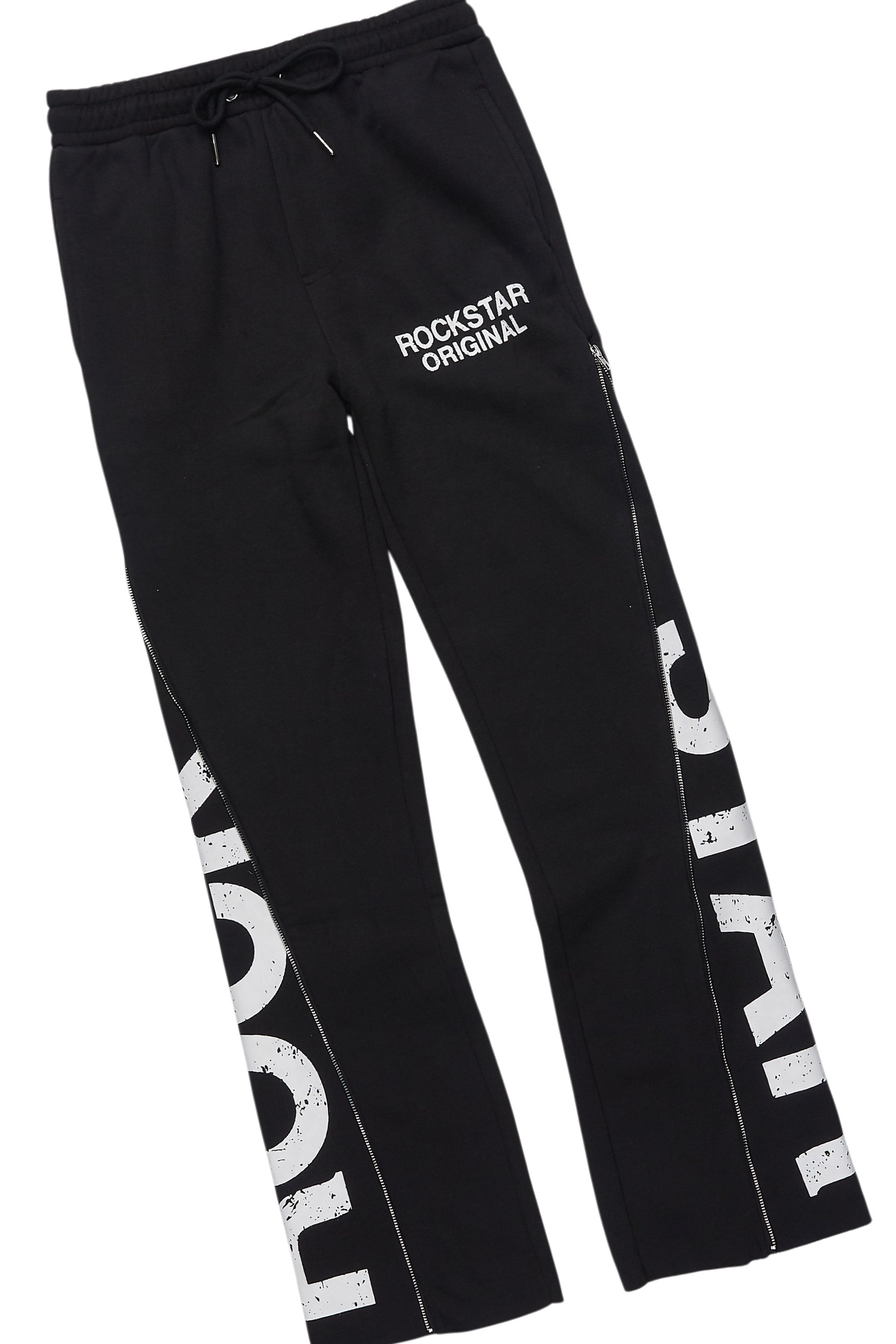 Boys Deniska Black T-Shirt Baggy Stacked Flare Set