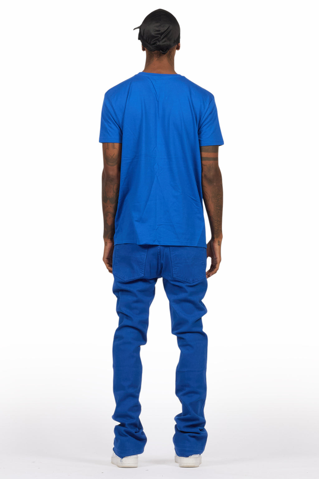 Sana Royal Blue T-Shirt/Dag Stacked Flare Jean Set