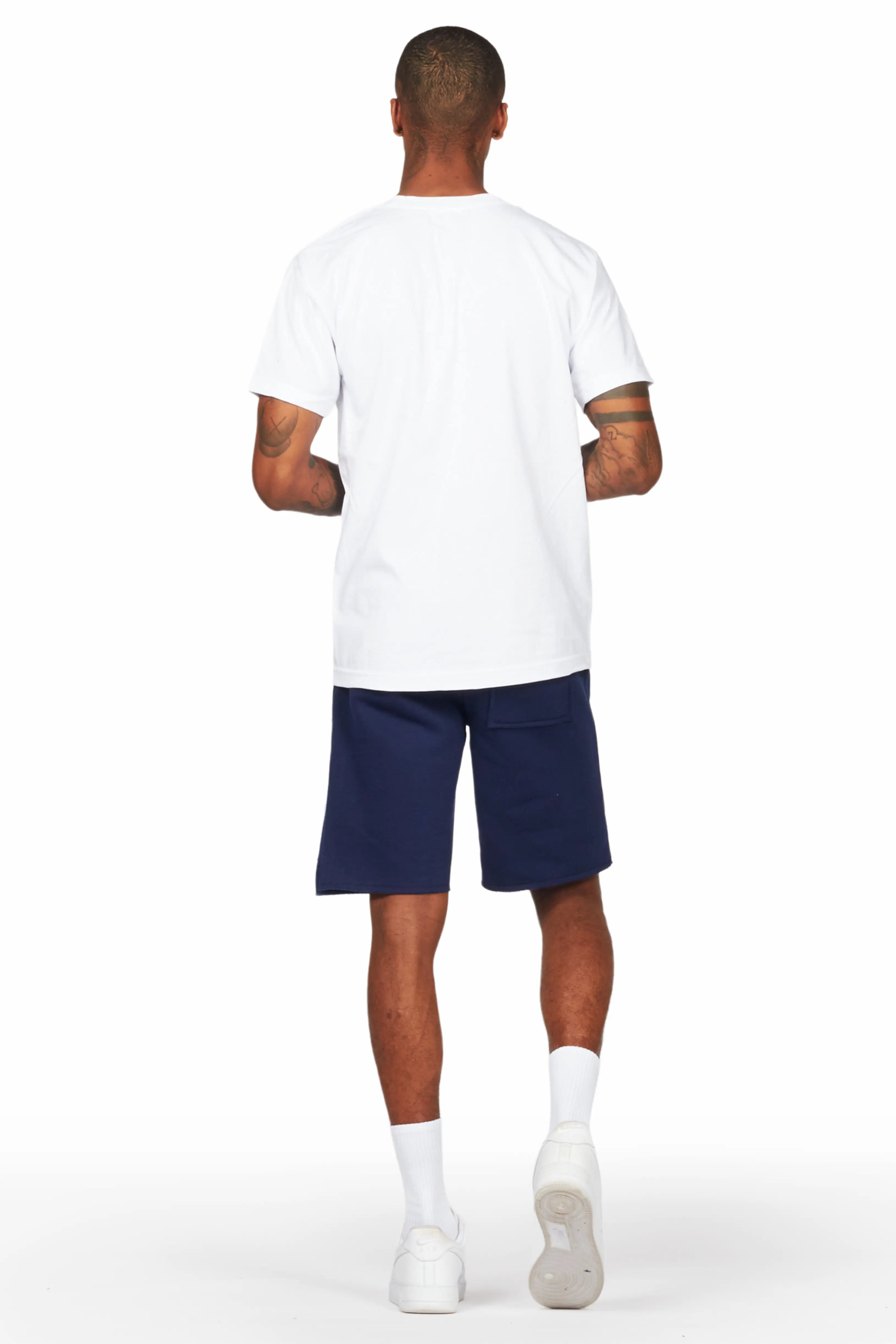 Jain White/Navy T-Shirt/Short Set