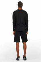 Bubble Black Long Sleeve T-Shirt Short Set