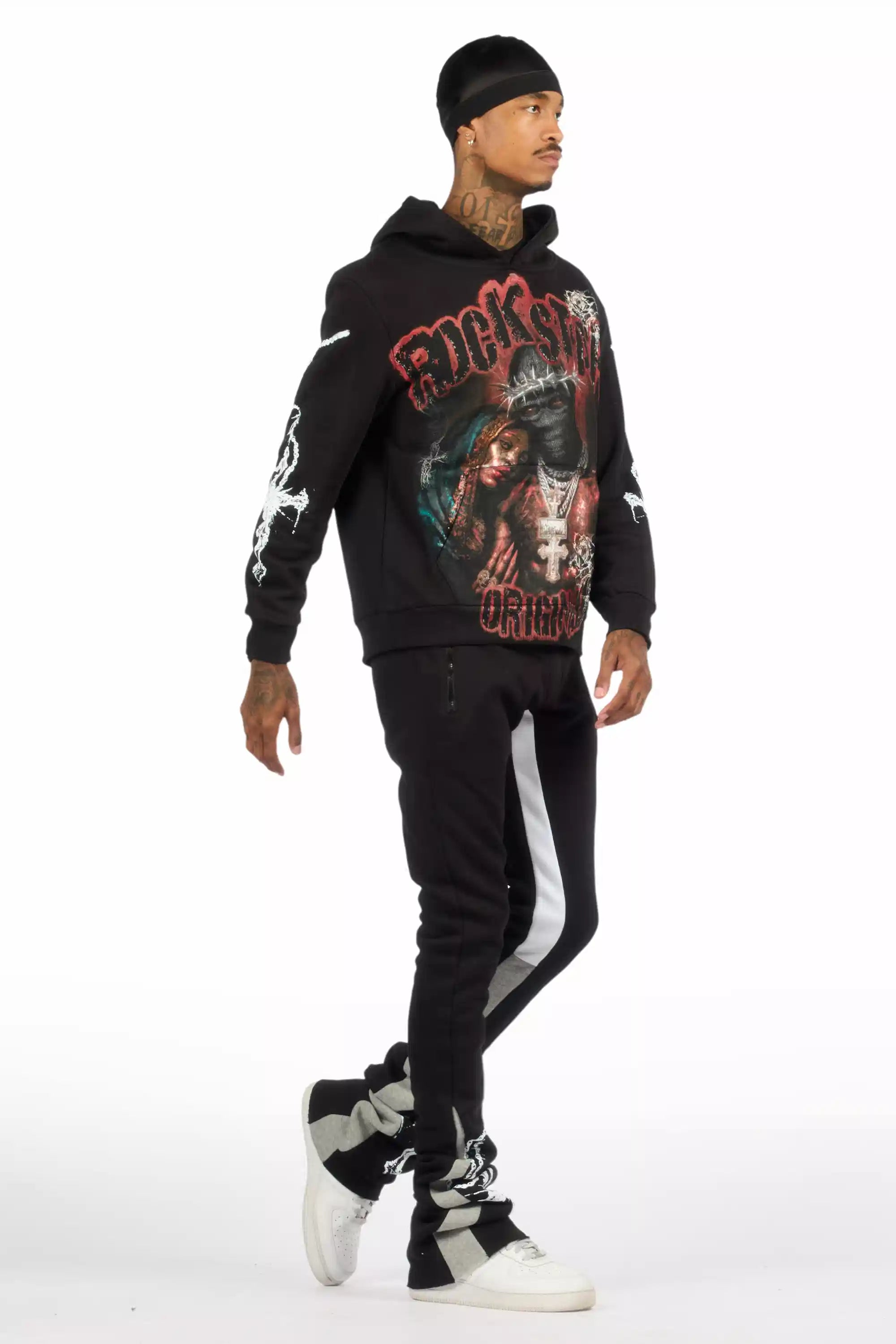 Vontae Black/Multi Hoodie/Super Stacked Track Set